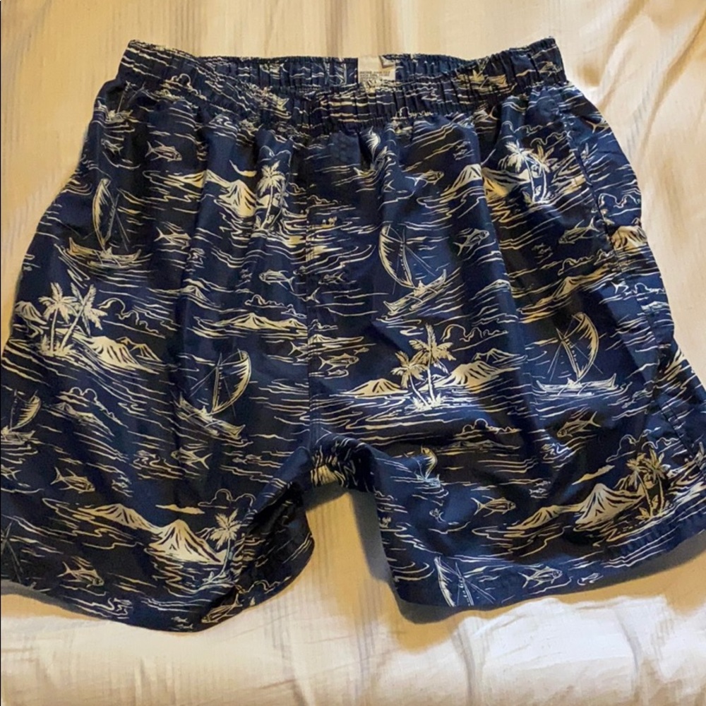 Blue short swim trunks